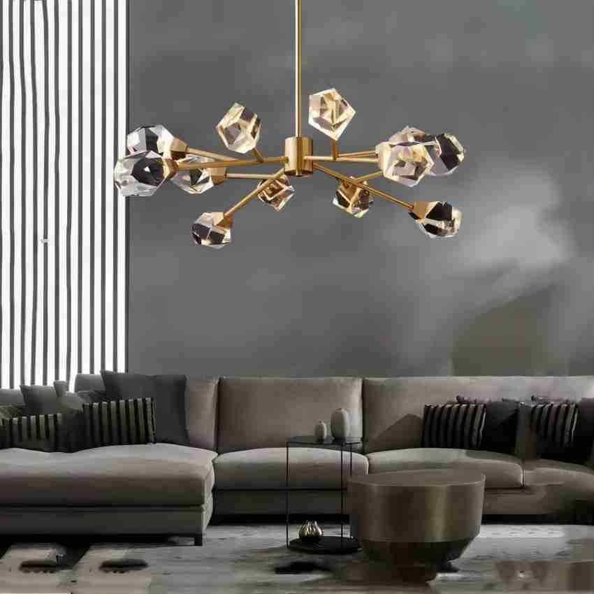 Angle Faceted Crystal Oval Chandelier For Living Room
