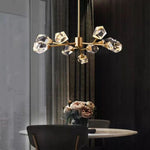 Angle Faceted Crystal Oval Chandelier For Living Room
