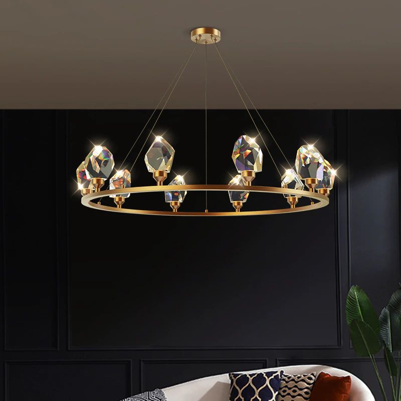 Angle Faceted Crystal Round Chandelier