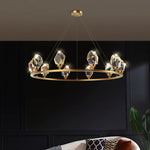 Angle Faceted Crystal Round Chandelier