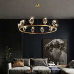 Angle Faceted Crystal Round Chandelier