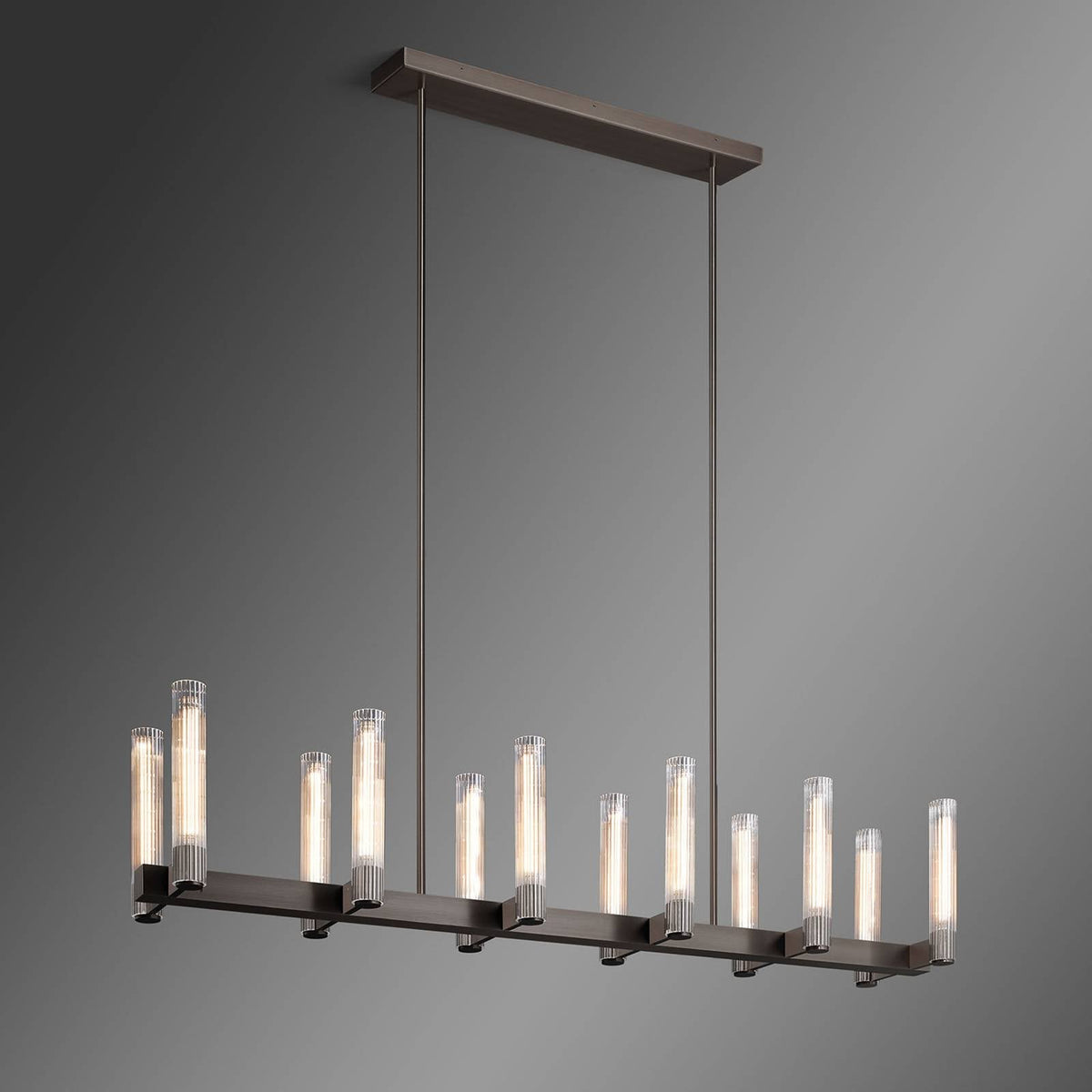 Vallon Etched Glass Linear Chandelier 60"