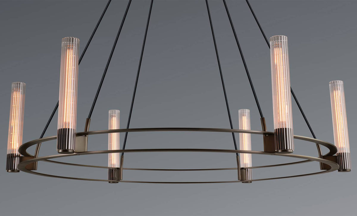 Vallon Etched Glass Round Chandelier