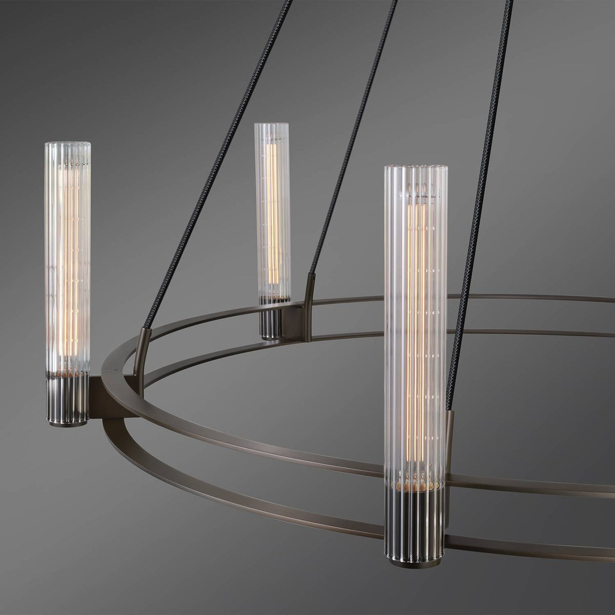 Vallon Etched Glass Round Chandelier