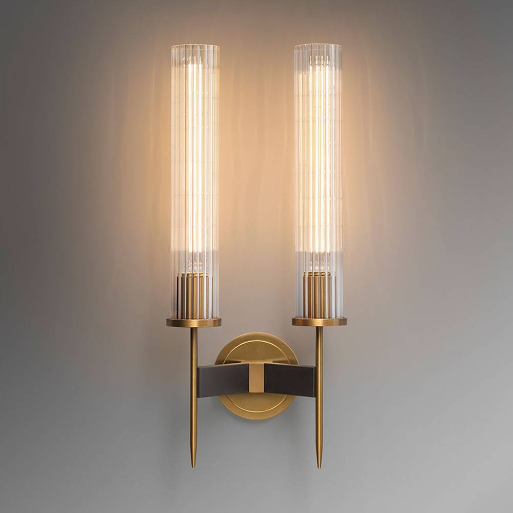 Vallon Channel Glass Double Wall Sconce