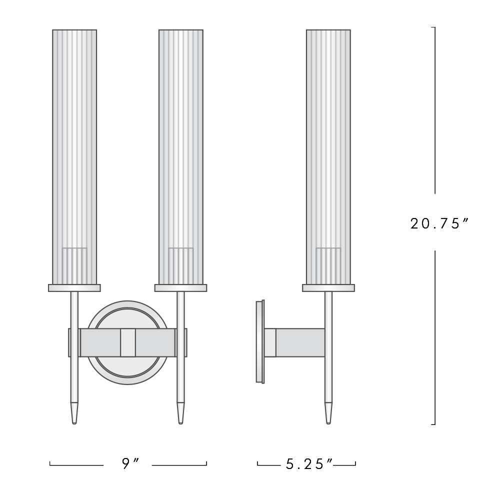 Vallon Channel Glass Double Wall Sconce