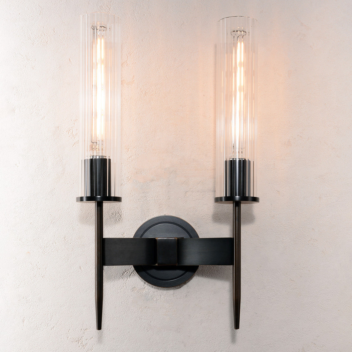 Vallon Channel Glass Double Wall Sconce