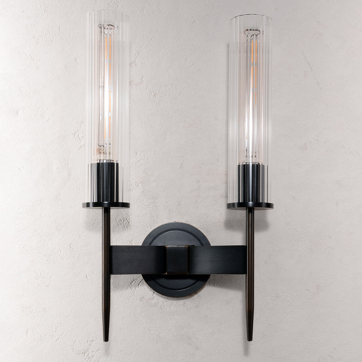 Vallon Channel Glass Double Wall Sconce
