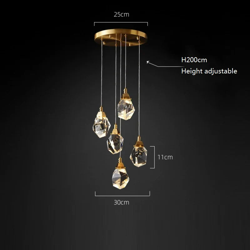 Angle Faceted Crystal Multi-Lights Round Chandelier