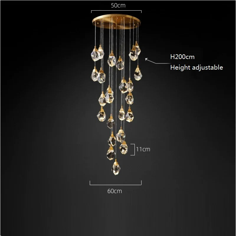 Angle Faceted Crystal Multi-Lights Round Chandelier