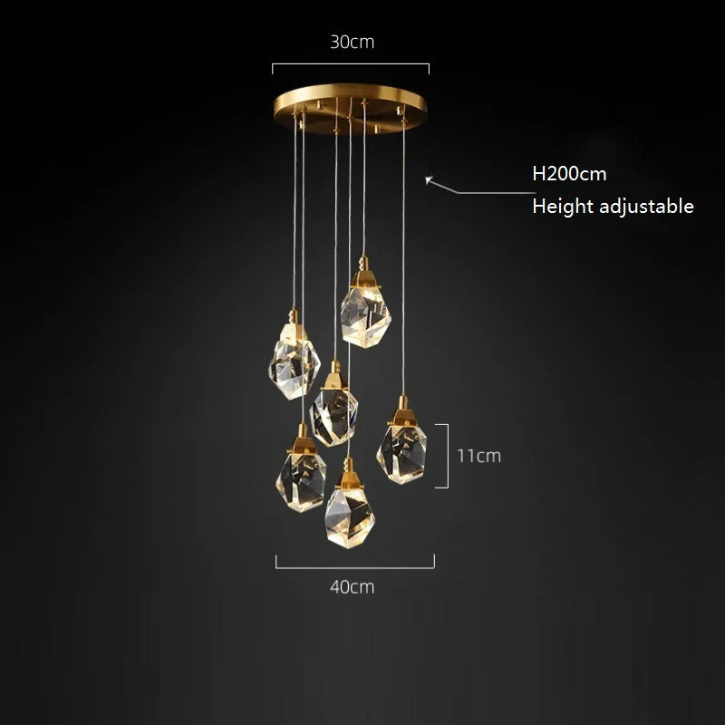 Angle Faceted Crystal Multi-Lights Round Chandelier