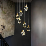 Angle Faceted Crystal Prisms Chandeliers For Staircase