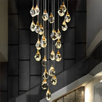 Angle Faceted Crystal Prisms Chandeliers For Staircase