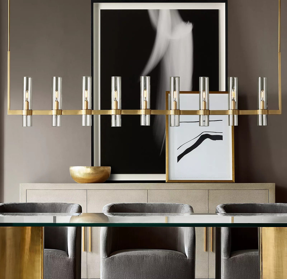 Ravelle Luxe Glass Linear Chandelier 73"