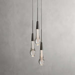 Soltaire Raindrop Glass 3-Light Round Pendant