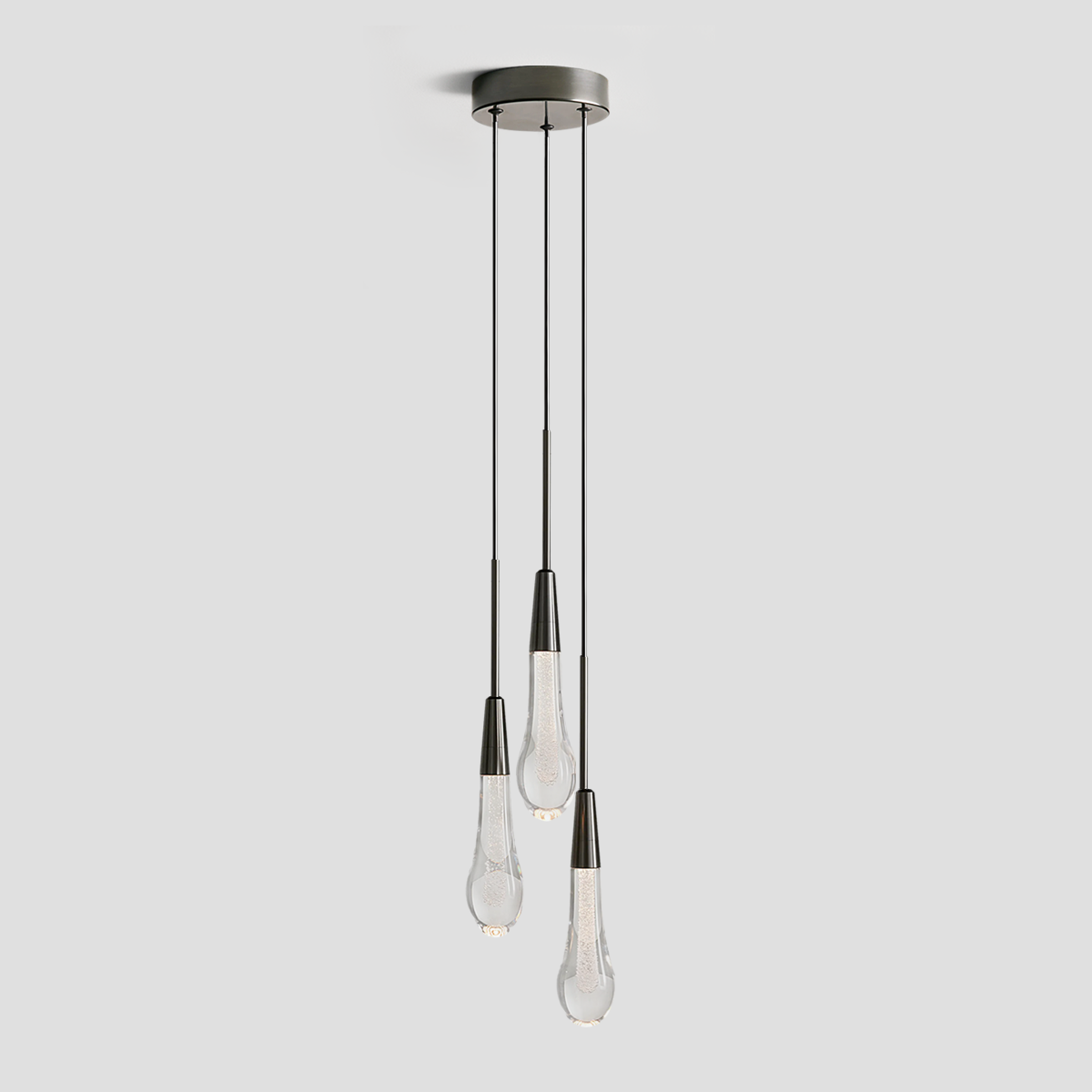 Soltaire Raindrop Crystal 3-Light Round Pendant