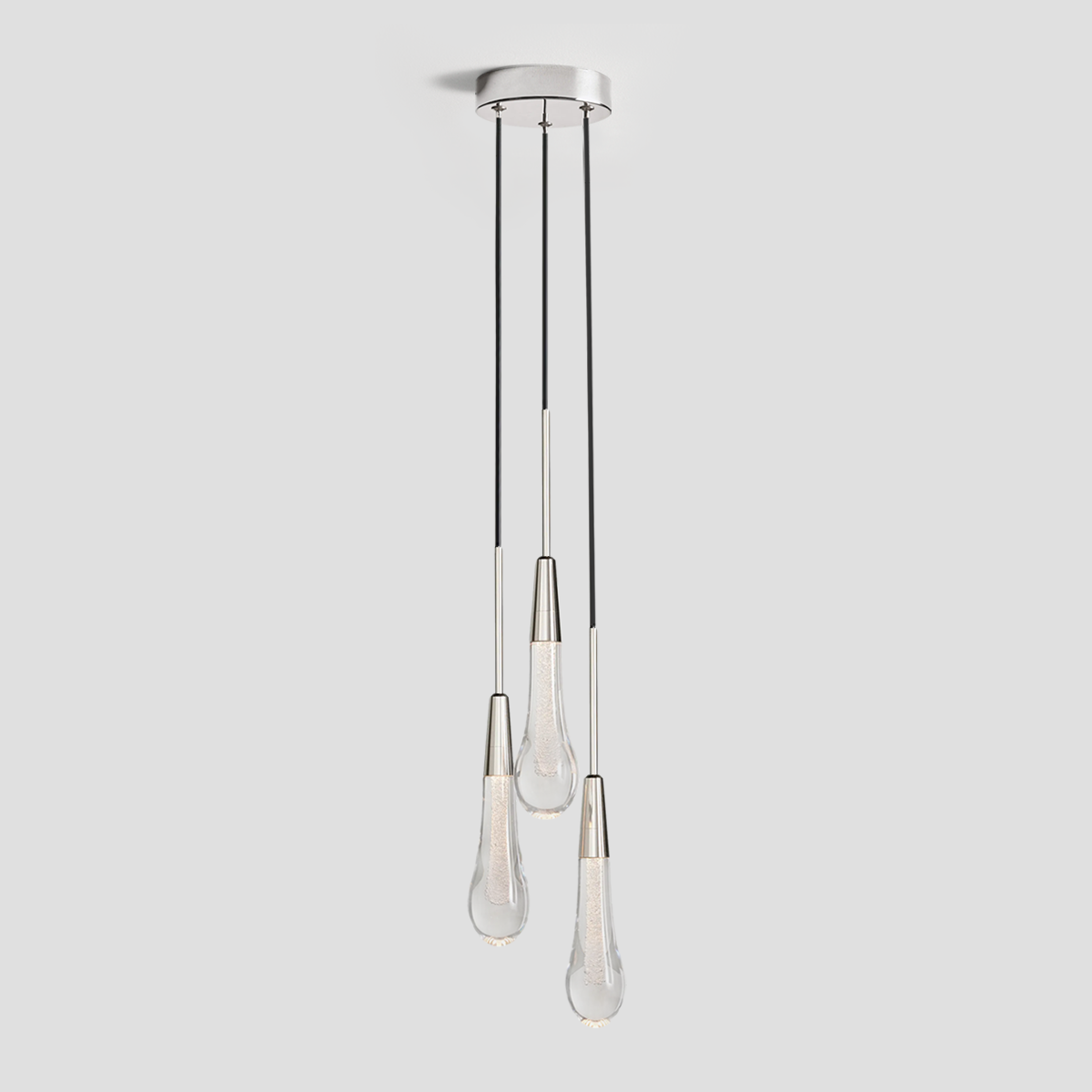 Soltaire Raindrop Crystal 3-Light Round Pendant