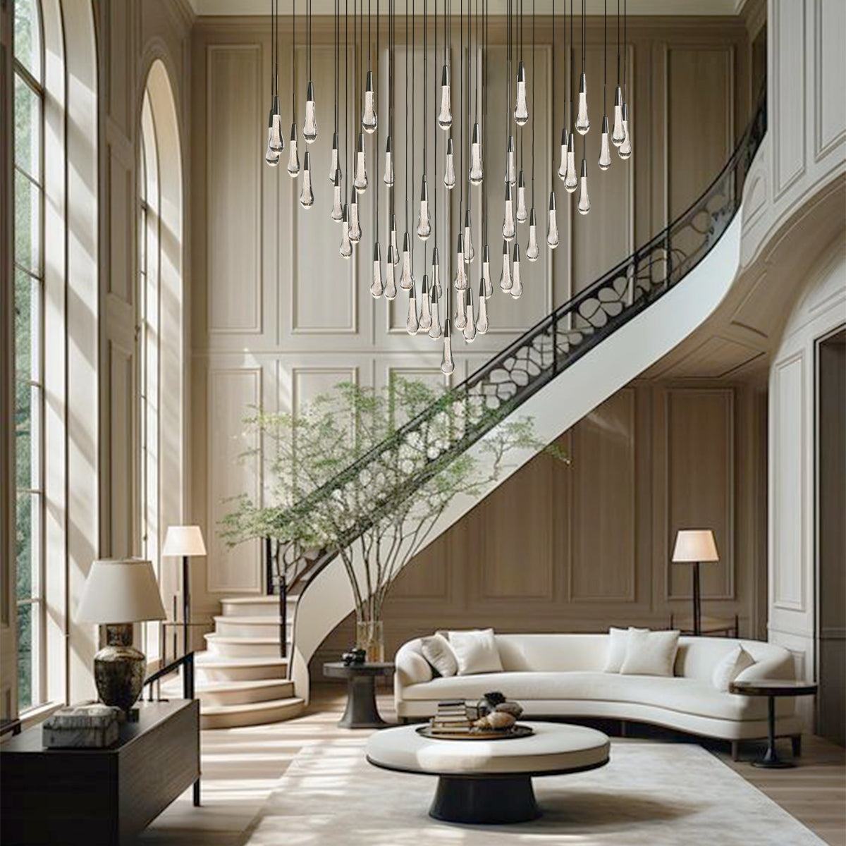 Soltaire Raindrop Glass Round Chandelier