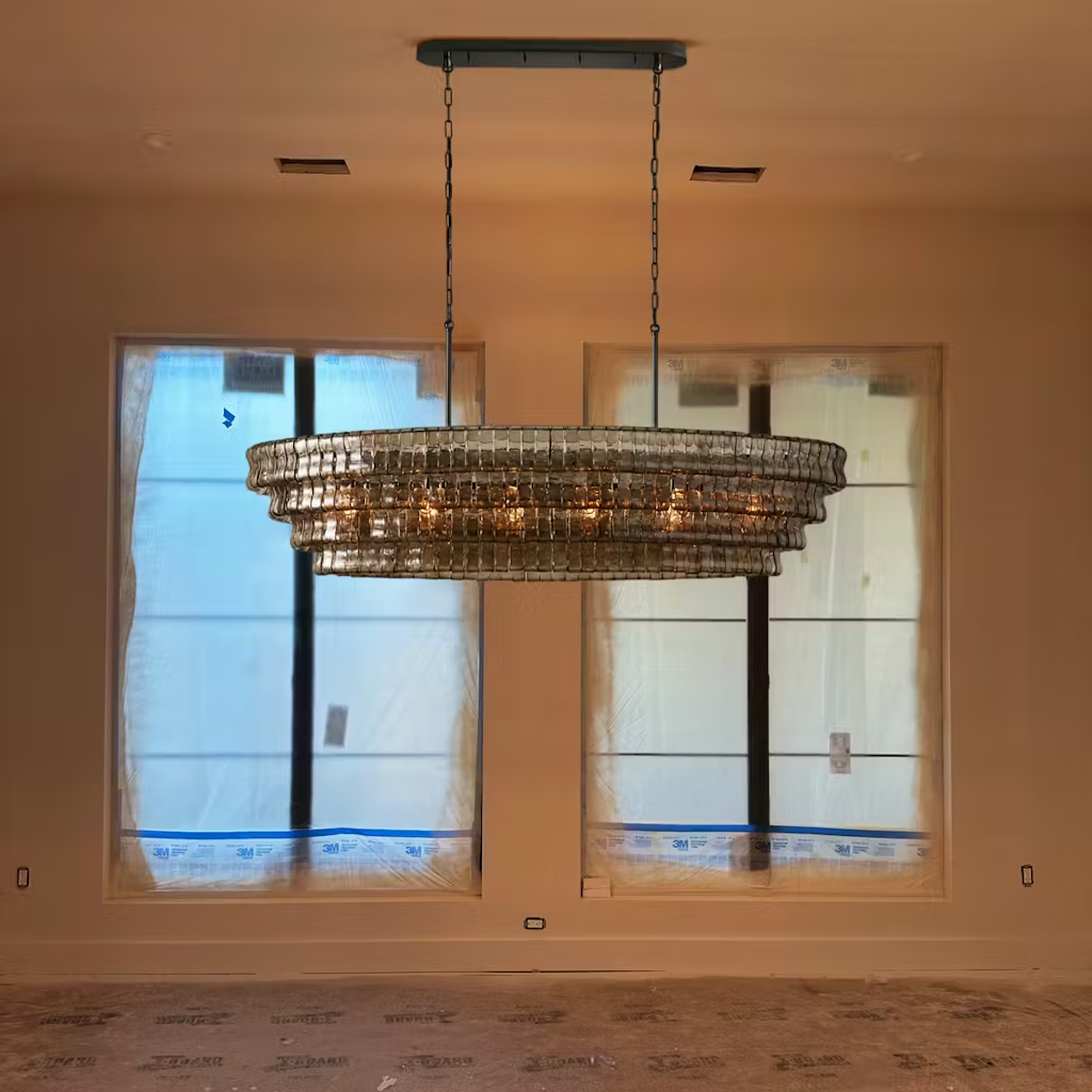 Ghiaccio Rippled Glass Oval Chandelier