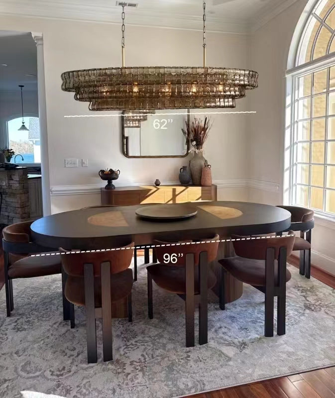 Ghiaccio Rippled Glass Oval Chandelier