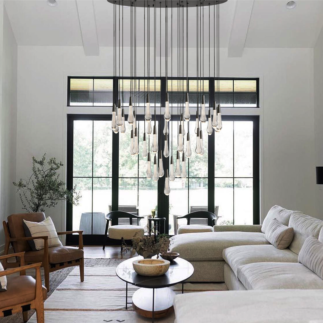 Soltaire Raindrop Glass Round Chandelier