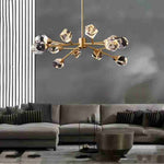 Angle Faceted Crystal Oval Chandelier For Living Room