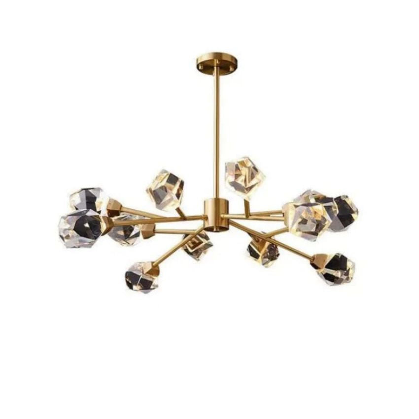 Angle Faceted Crystal Oval Chandelier For Living Room