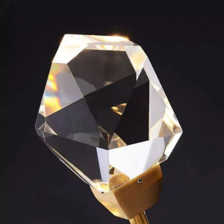 Angle Faceted Crystal Oval Chandelier For Living Room