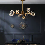 Angle Faceted Crystal Oval Chandelier For Living Room