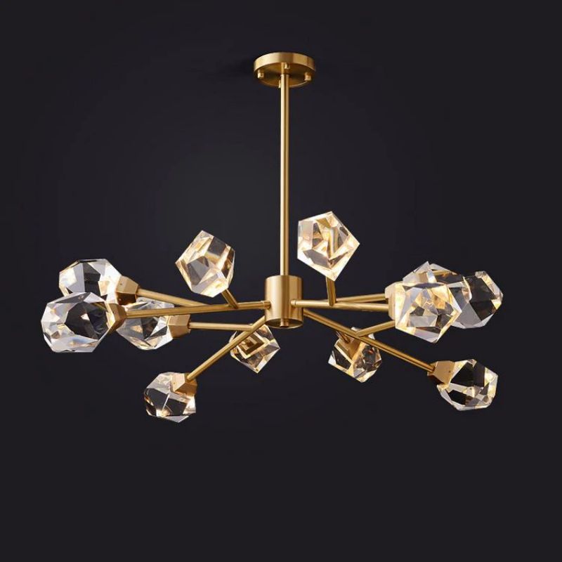 Angle Faceted Crystal Oval Chandelier For Living Room