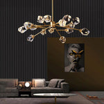 Angle Faceted Crystal Oval Chandelier For Living Room