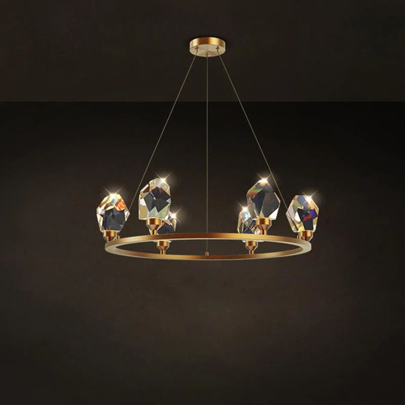 Angle Faceted Crystal Round Chandelier
