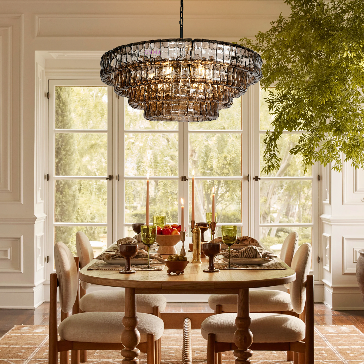 Ghiaccio Textured Glass Round Chandelier