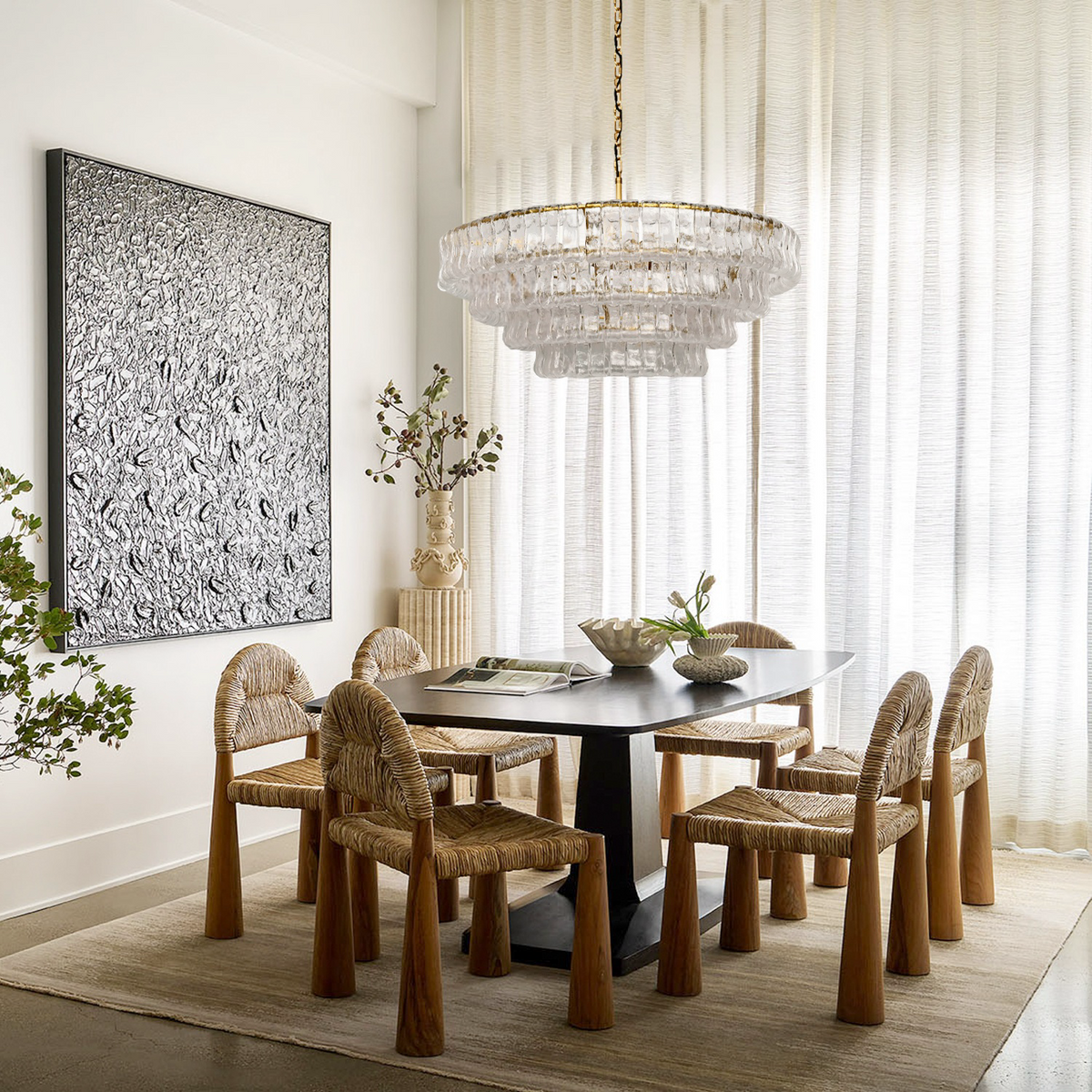 Ghiaccio Textured Glass Round Chandelier