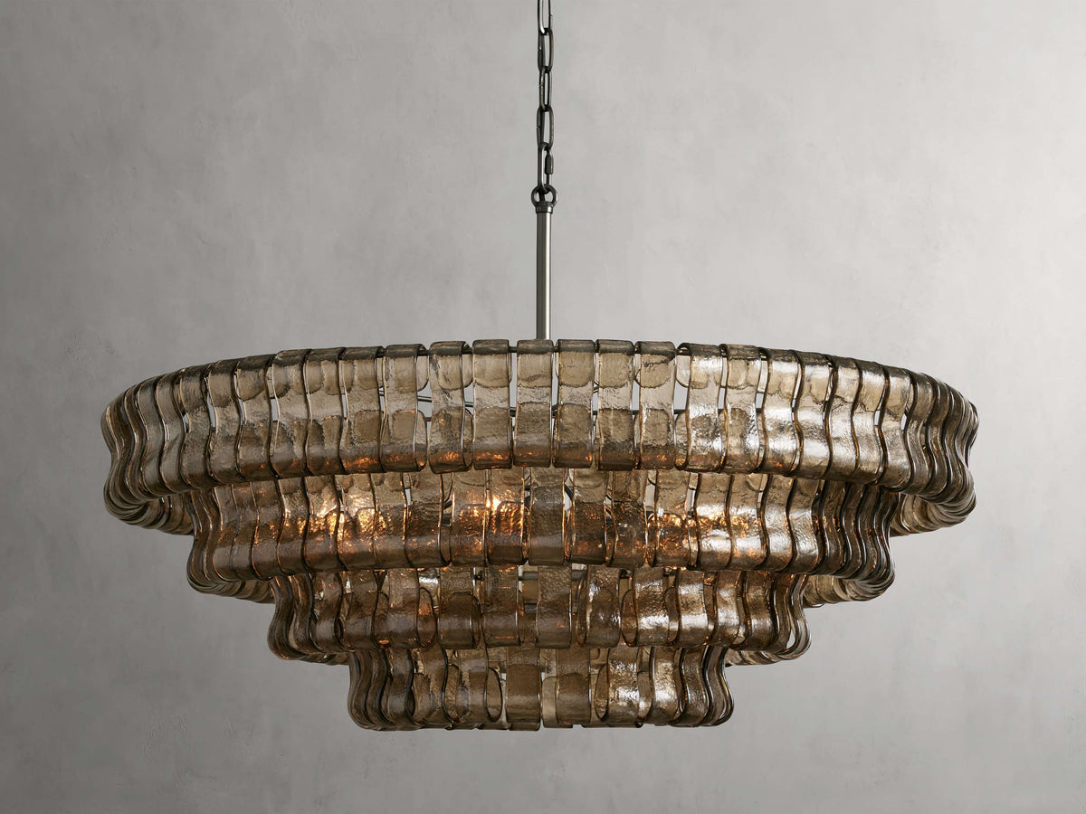 Ghiaccio Textured Glass Round Chandelier