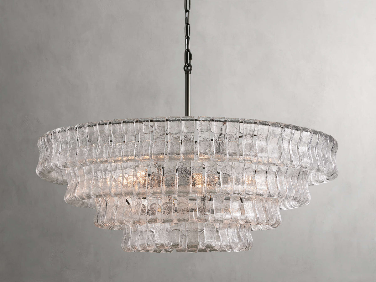 Ghiaccio Textured Glass Round Chandelier