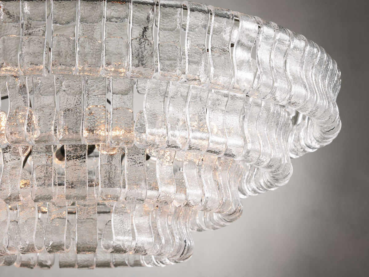 Ghiaccio Textured Glass Round Chandelier