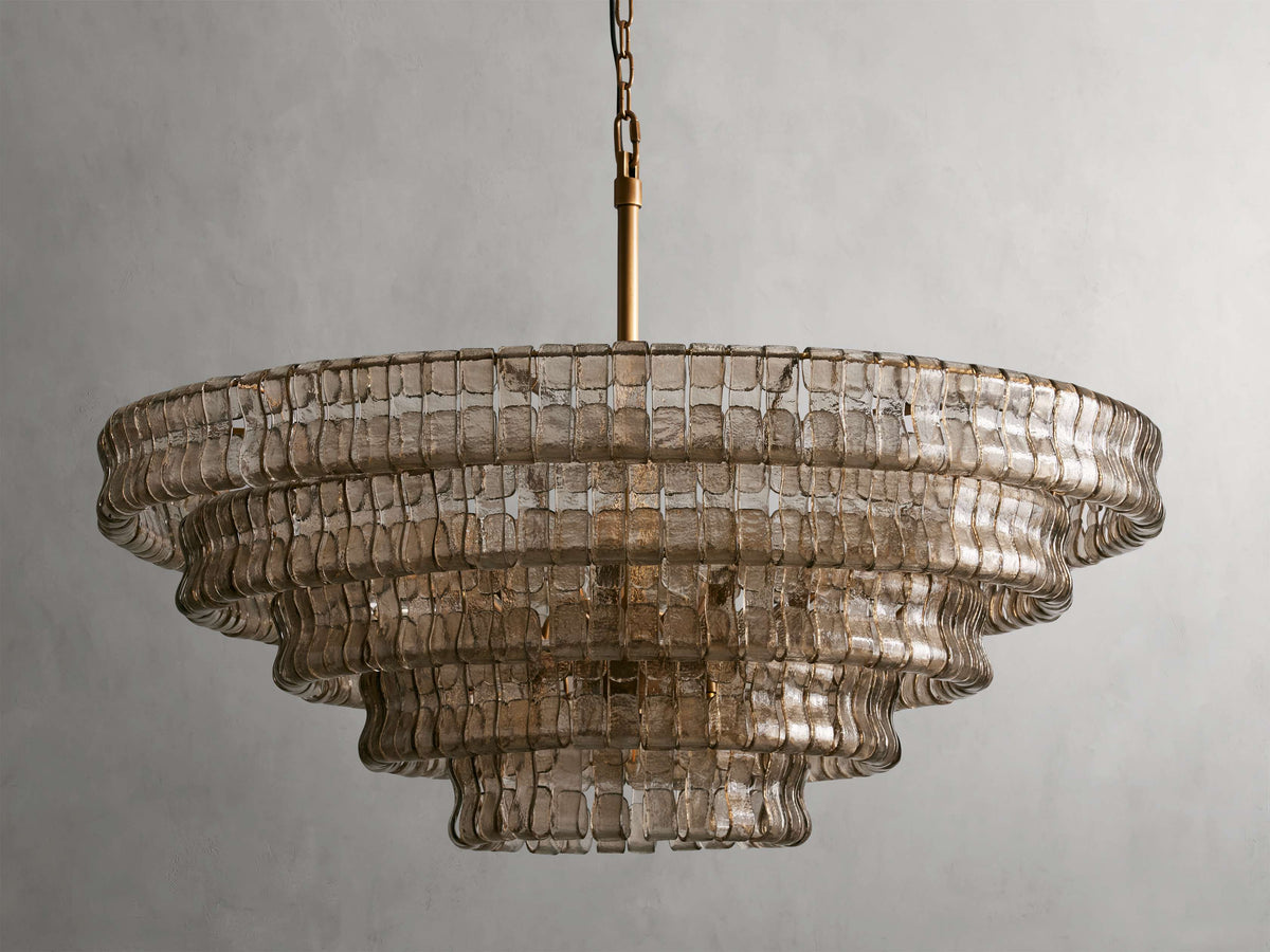 Ghiaccio Textured Glass Round Chandelier