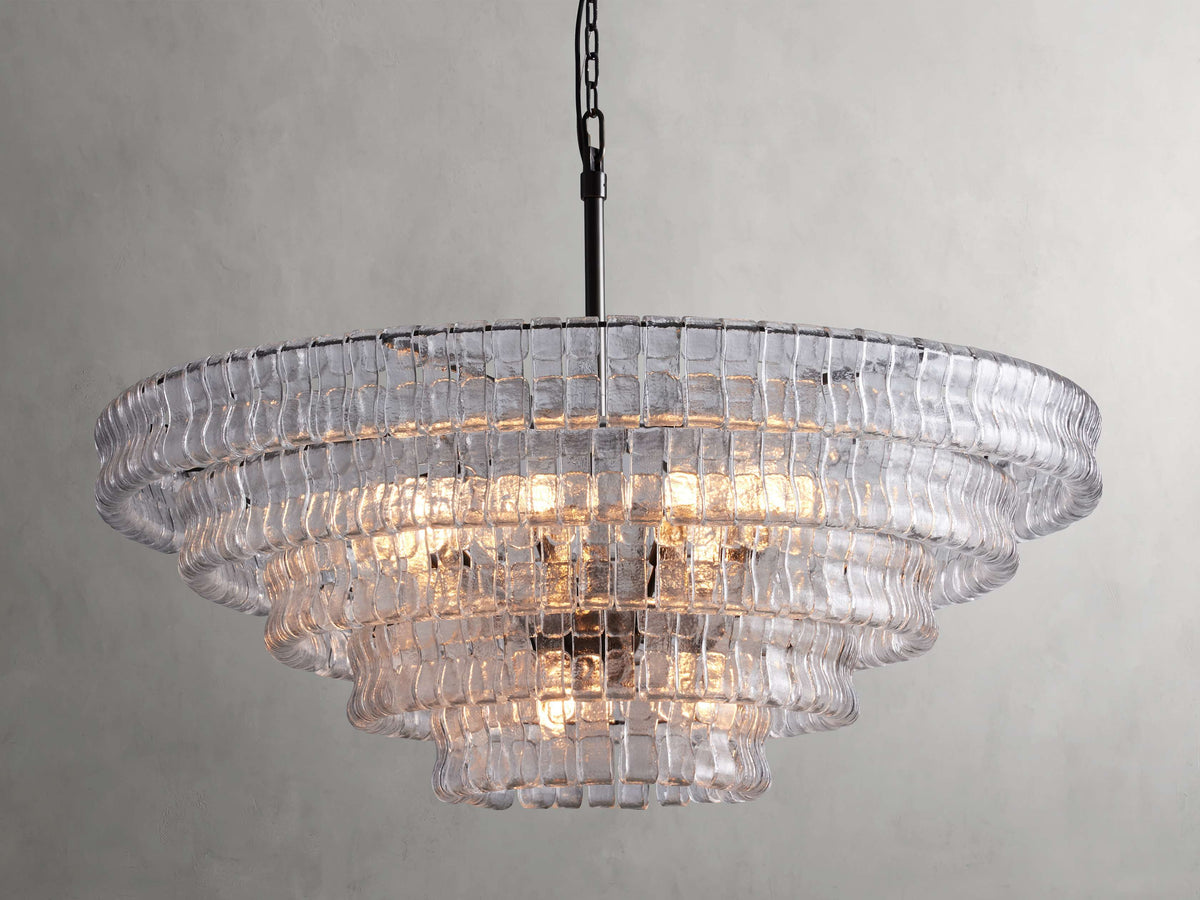 Ghiaccio Textured Glass Round Chandelier