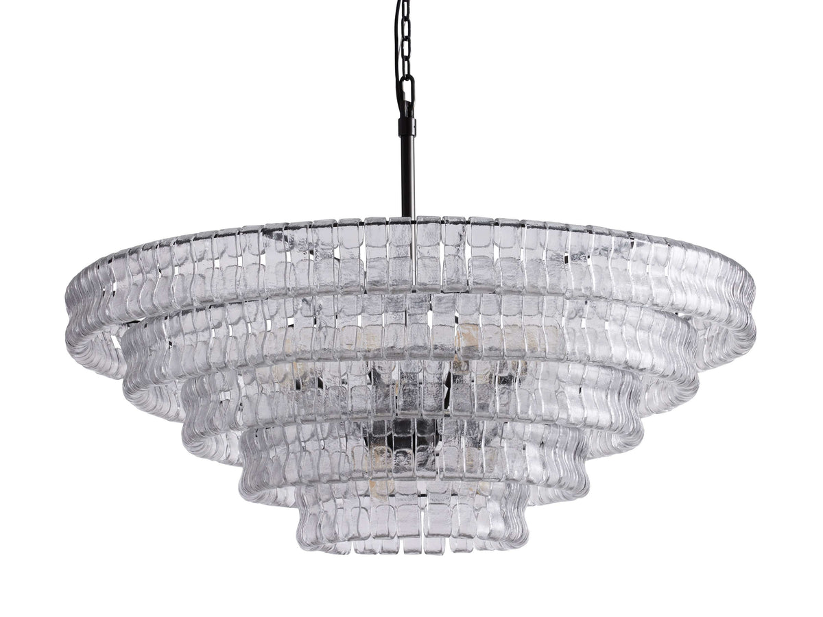 Ghiaccio Textured Glass Round Chandelier
