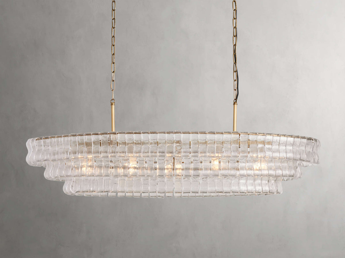 Ghiaccio Rippled Glass Oval Chandelier