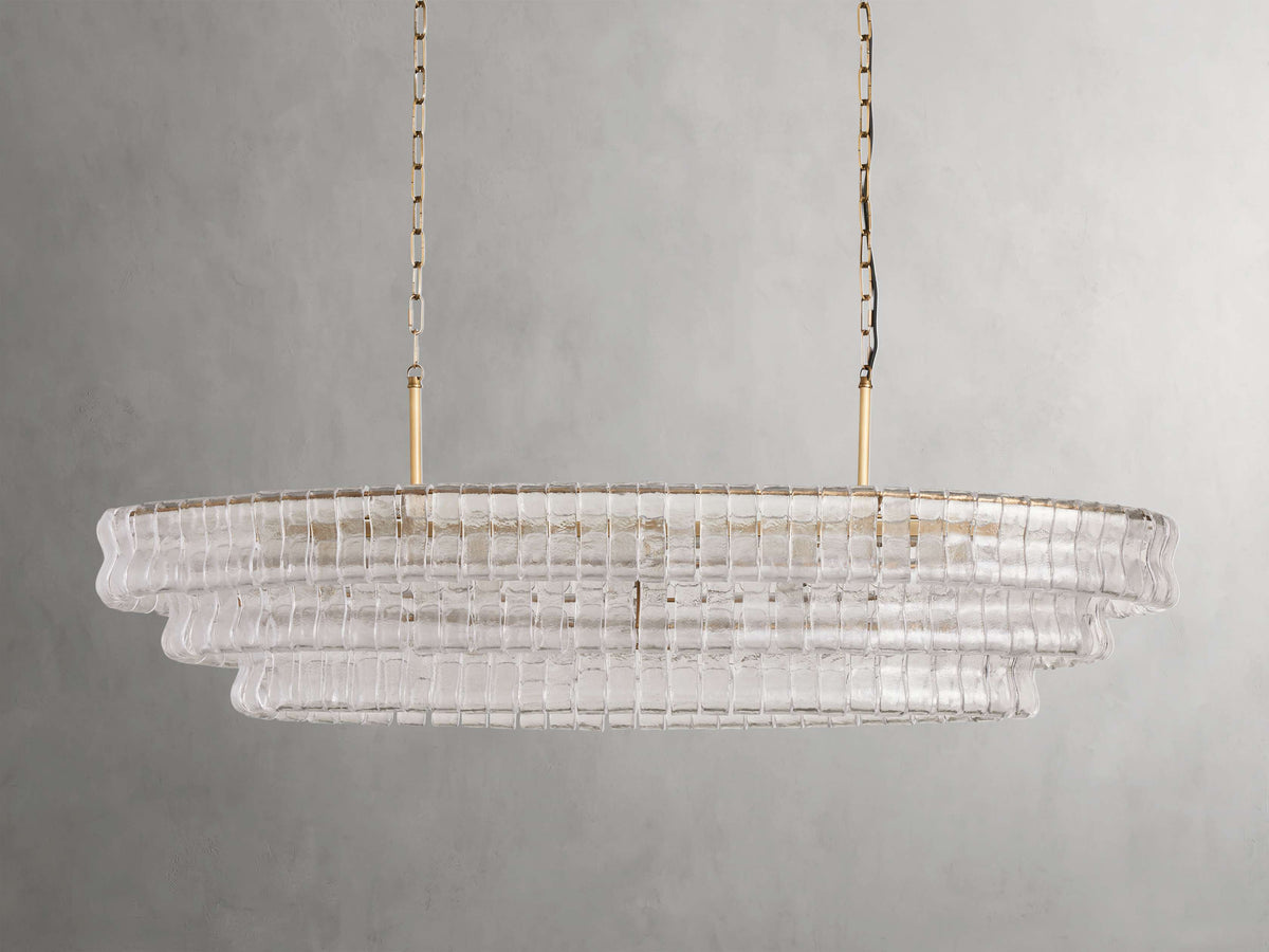 Ghiaccio Handcrafted Glass Oval Chandelier