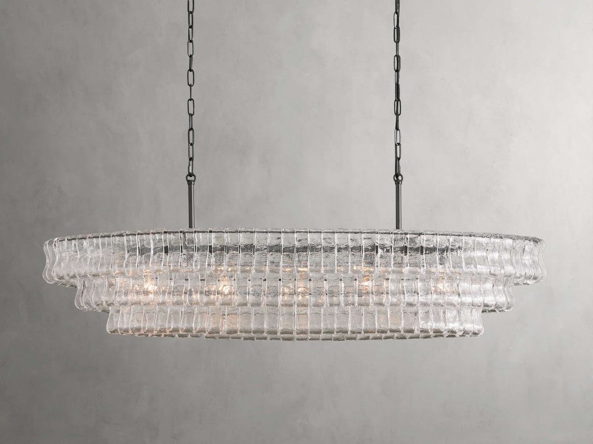Ghiaccio Handcrafted Glass Oval Chandelier