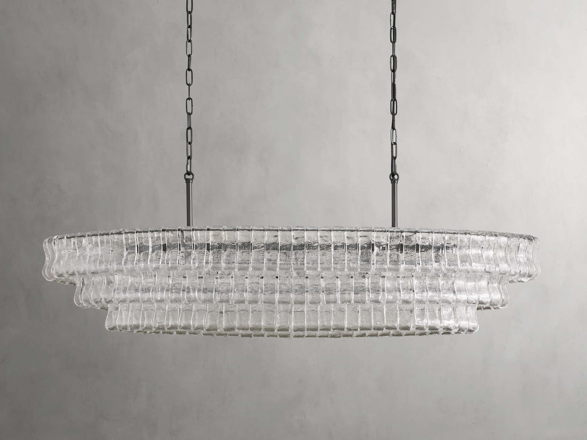 Ghiaccio Handcrafted Glass Oval Chandelier