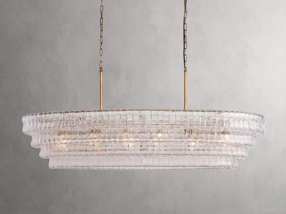 Ghiaccio Handcrafted Glass Oval Chandelier