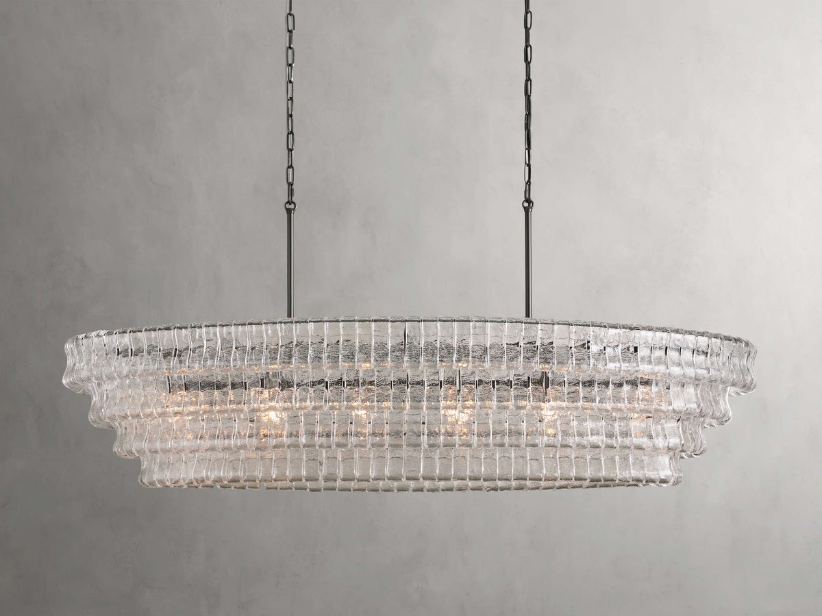 Ghiaccio Rippled Glass Oval Chandelier