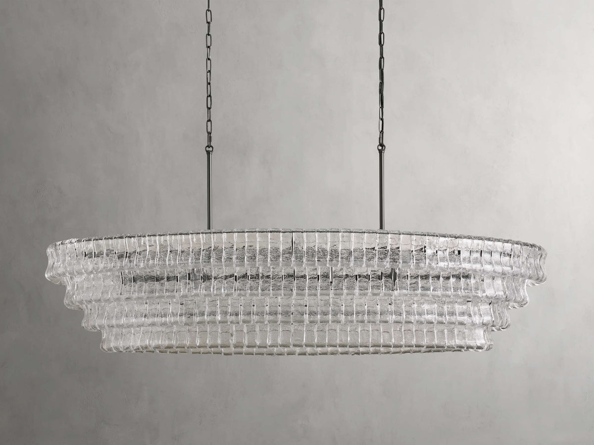 Ghiaccio Handcrafted Glass Oval Chandelier