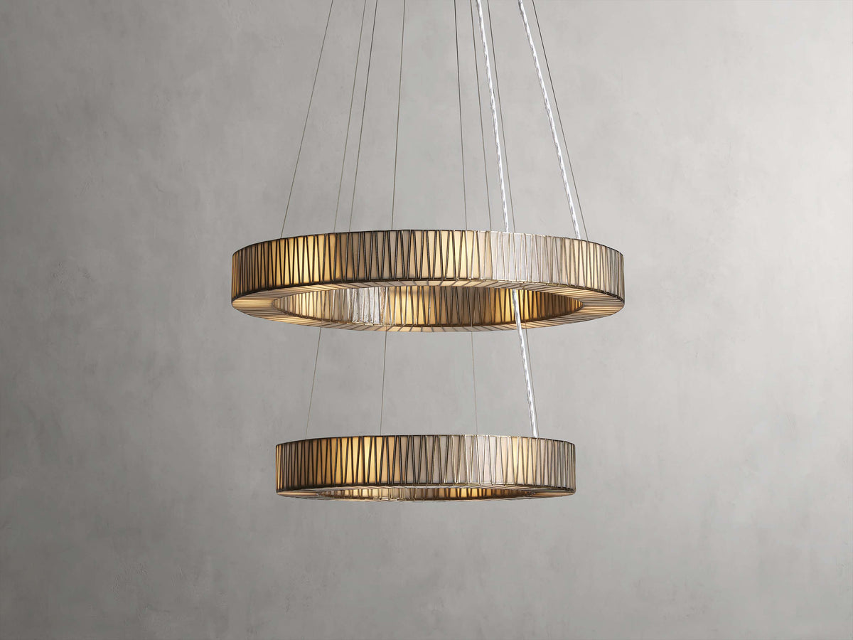 JeunetModern Glass Round Two-Tier Chandelier