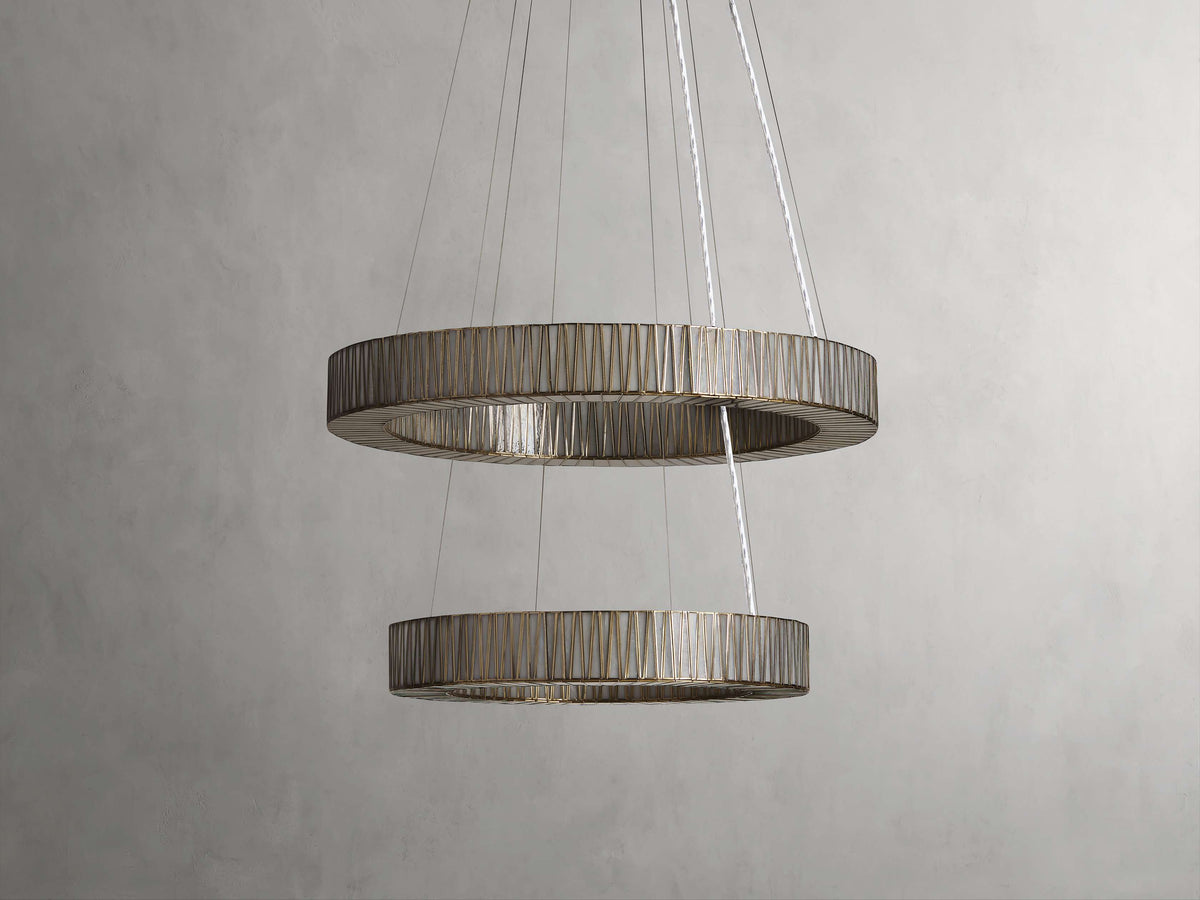 JeunetModern Glass Round Two-Tier Chandelier