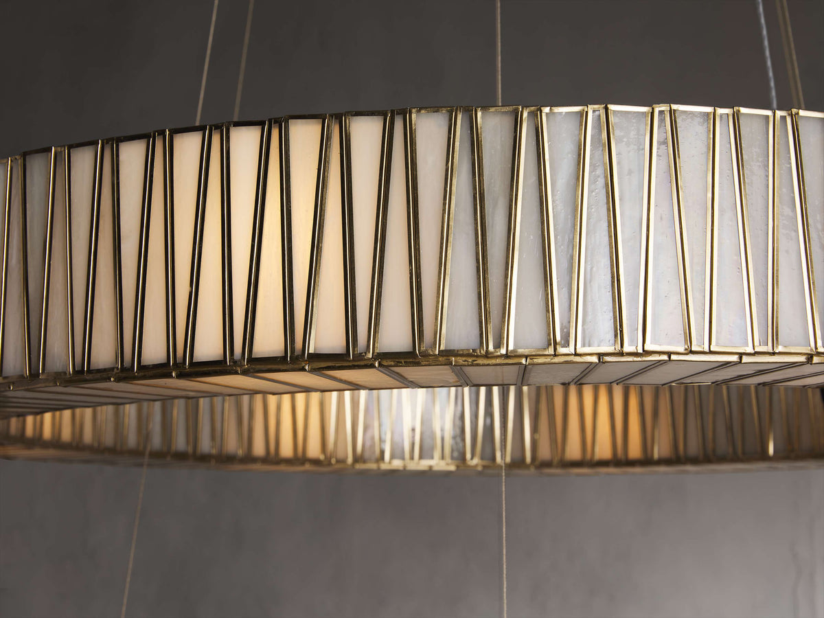 JeunetModern Glass Round Two-Tier Chandelier